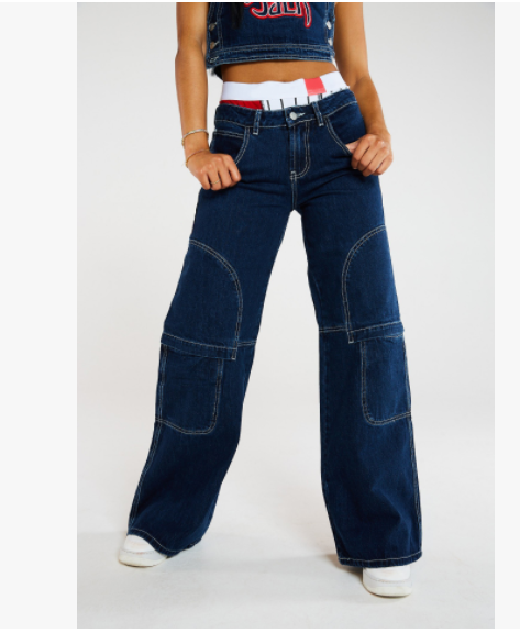 Deep Blue Wide Leg Jeans
