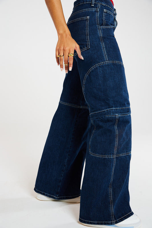 Deep Blue Wide Leg Jeans