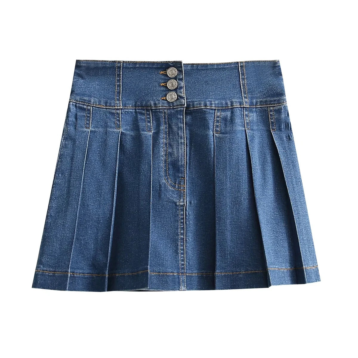 Tulsa pleated denim mini skirt