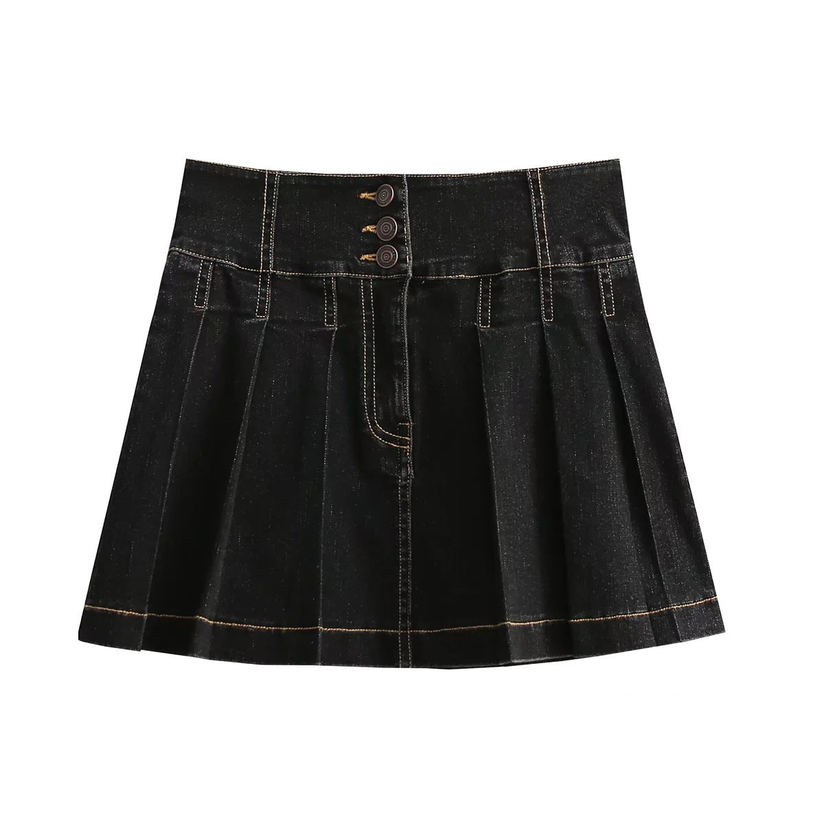 Tulsa pleated denim mini skirt